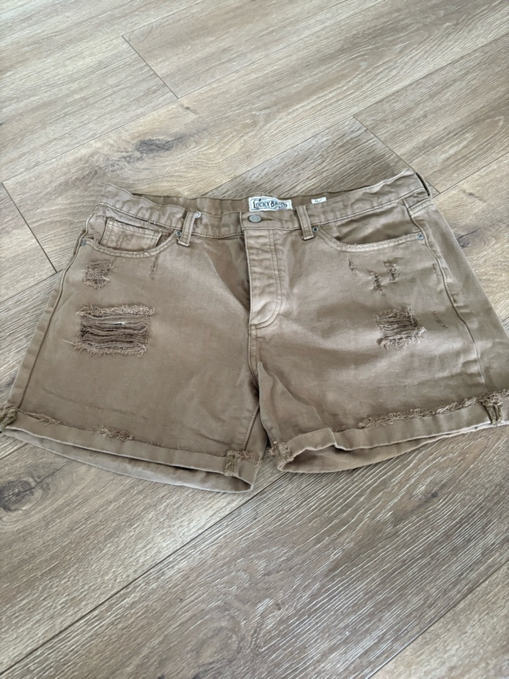 Lucky Brand Brown Distressed Denim Shorts